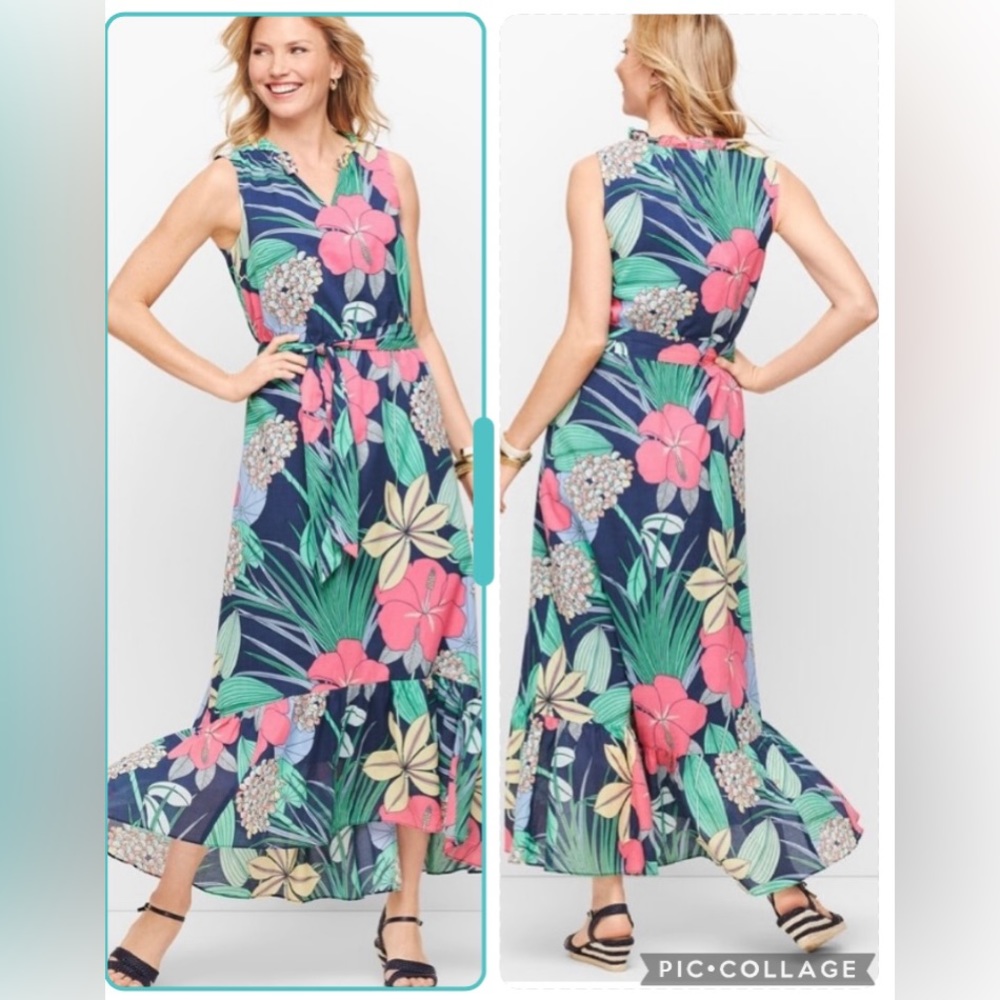NWT TABOTS VOILE HIBISCUS MAXI DRESS  Floral, size 12